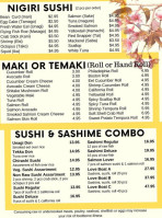 T C Ichiban Japanese Steakhouse menu