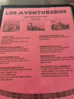 Los Aventureros Llc menu