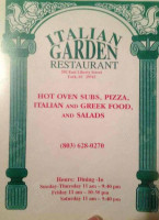 Italian Garden menu