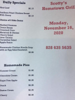 Scotty's Hometown Grill menu