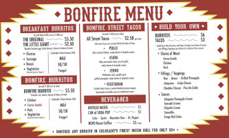 Bonfire Burritos menu