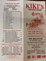 Kiki's Chinese Food menu