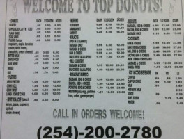 Top Donuts menu