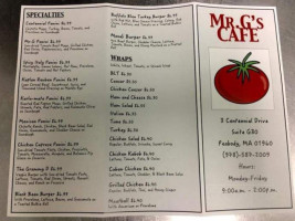Mr. G's Cafe menu