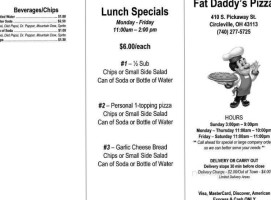 Fat Daddy's Pizza menu