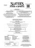 Slater's Food Spirits menu