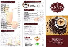 Joy's Tea And Coffee menu