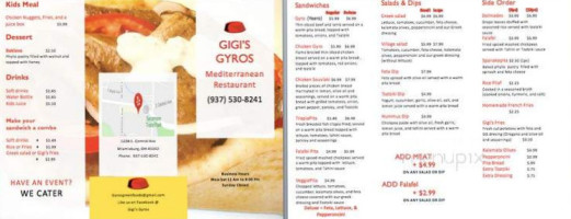 Gigi's Gyros menu
