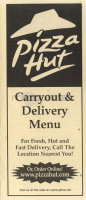 Pizza Hut. menu