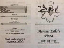 Mamma Lilla's Pizza menu