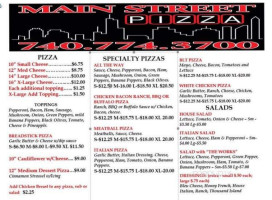 Main Street Pizza menu