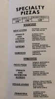 The Pizzeria menu