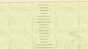 Cafe Monte French Bakery And Bistro menu