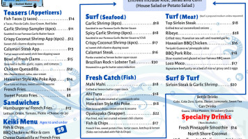 Blue Water Shrimp Seafood Hilton Hawaiian Village menu