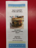 Vans Grocery And Grill menu