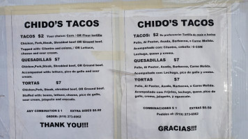 Chido's Taco Truck menu