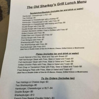 The Old Sharkeys Grill menu