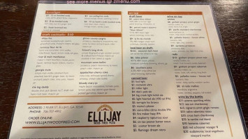Ellijay Wood Fired Pizza menu