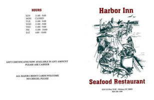Harbor Inn Seafood menu