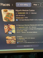 Miguel's Mexican Cuisine menu