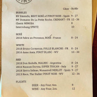Barley Vine Tavern menu