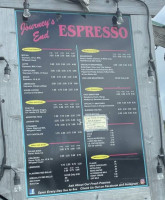 Journey's End Espresso menu
