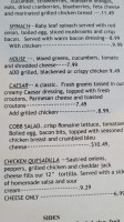 Crosswind Cafe menu