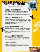 Noosa Beach Grille menu