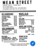 Mean Street Sandwich Bakery menu