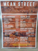 Mean Street Sandwich Bakery menu