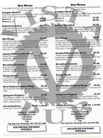 The Vista Pub menu