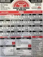 Sunrise Inn Express menu