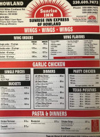 Sunrise Inn Express menu