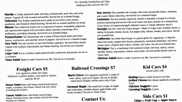 Over The Tracks Cafe menu