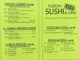 Fusion Sushi Grill menu