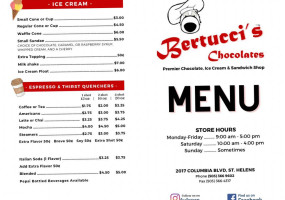 Bertucci's Chocolates menu