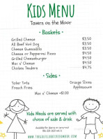 Tavern On The Moor menu