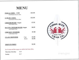 Coos Bay Crab Co. menu