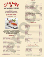 Sakura Japanese Cuisine menu