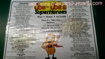 Joe-joe's Super Heroes Pizza menu
