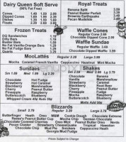 Mayfield Dairy Queen menu