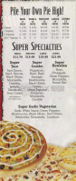 Spiro's Pizza Pasta menu