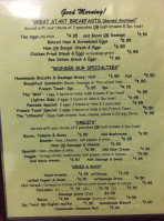 Wonder Bur Cafe menu