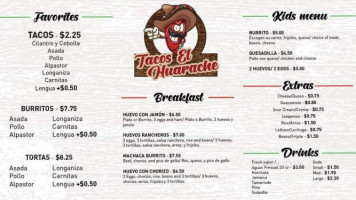 Tacos El Huarache menu