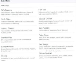 Shrimpdaddy's menu