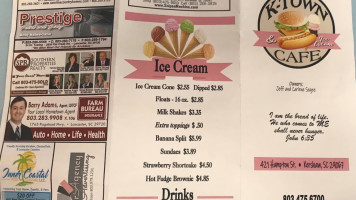 K-town Cafe Ice Cream menu