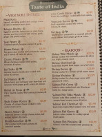 Hennings Taste Of India menu