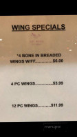 Just Wings menu