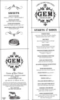 Gem Creole Saloon menu