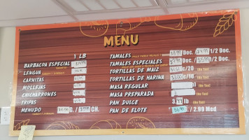 Kalis Tortilleria menu